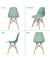 Sugift 4 Pieces Modern Plastic Hollow Chair Set with Wood Leg