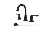 Slickblue 2-Handle 8-Inch Widespread Matte Black Bathroom Sink Faucet with 360° Swivel Spout, 3-Hole Lavatory Vanity Basin Faucet