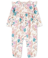 Carter's Baby Girls Floral-Print Cotton Jersey Long-Sleeve Jumpsuit