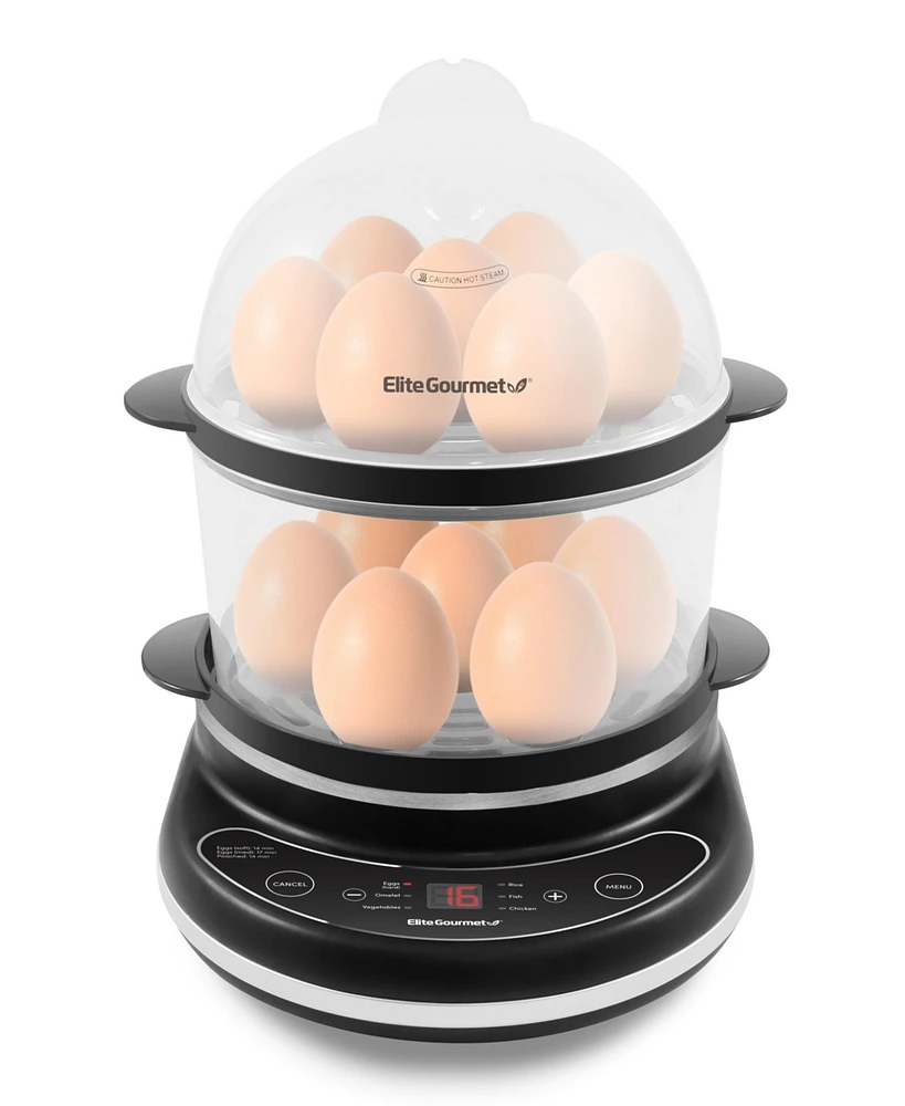 Elite Cuisine Programmable 2-Tier 14 Egg Cooker/Steamer