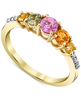 Multi-Sapphire (1 ct. t.w.) & Diamond Accent Ring in 14k Yellow Gold