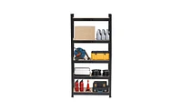 Slickblue 5-Tier Black Storage Rack – Powder-Coated Metal Shelving Unit for Garage, Kitchen, and Home Organization