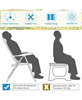 Sugift Set of 4 Patio Folding Chairs with Adjustable Backrests