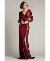 Tadashi Shoji Esau Metallic Crisscross Draped Gown