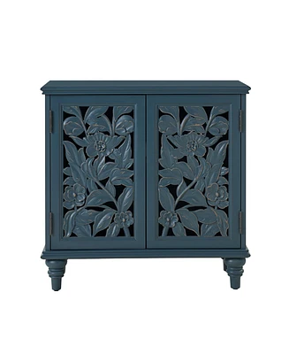 Hulala Home LuLu Traditional 32"Tall 2 Door Accent Cabinet Solid Wood Spindle Legs