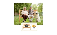 Slickblue Outdoor Garden Fir Wood Bench with Grid Back in Burlywood – Stylish and Durable Seating Solution for Patios, Gardens, and Outdoor Spa