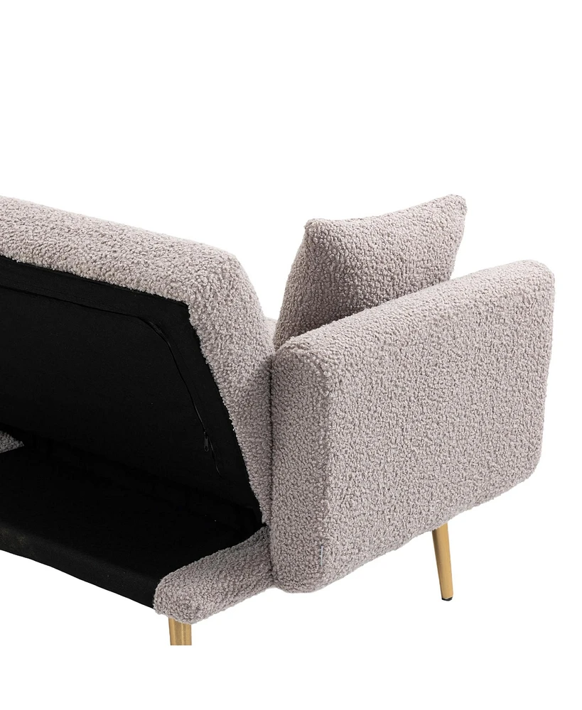 Slickblue Velvet Loveseat Sofa with Metal Feet, Elegant Accent Sofa for Living Room or Bedroom
