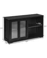 Sugift Sideboard Buffet Cupboard Storage Cabinet with Sliding Door