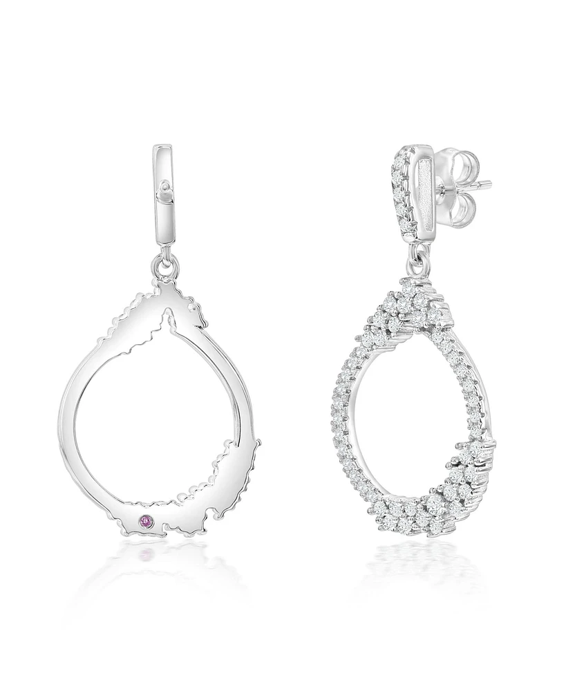 Suzy Levian White Cubic Zirconia Sterling Silver Open Pear Shape Drop Earrings