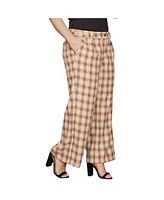 Standards & Practices Women's Wide Leg Woven Plaid Pants