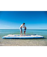 Wateraft 13' x 6' Inflatable Floating Island Dock Platform Raft, White/Blue