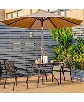 Inolait 37 Inch Square Patio Dining Table with Umbrella Pole Hole