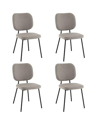 Gymax Set of 4 Fabric Armless Kitchen Dining Chair Padded Modern Accent Chair Gray