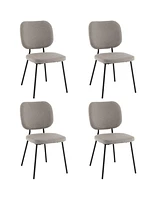 Gymax Set of 4 Fabric Armless Kitchen Dining Chair Padded Modern Accent Gray