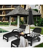 Sugift Adjustable Patio Sun Lounger with Weather Resistant Wheels