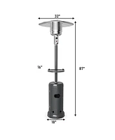 Gymax Outdoor Patio Heater Propane Standing Lp Gas Steel W/Table & Wheels Grey