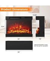 Gymax 24'' 3-Sided Electric Fireplace Insert w/Remote Control 3 Flame Colors 1-6H Timer