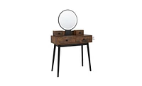 Slickblue Vanity Set with Touch Screen Lighted Mirror, Makeup Table, Cushioned Stool, and 4 Drawers for Storage