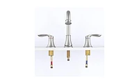 Slickblue 2-Handle 8-Inch Widespread Brushed Nickel Bathroom Sink Faucet for Lavatory Vanity Use