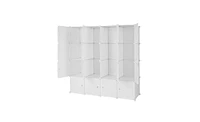 Slickblue 4-Layer 16-Cube Stackable Plastic Organizer with Steel Wire and Clothes Rails for Custom Storage