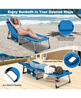 Sugift 5-position Outdoor Folding Chaise Lounge Chair