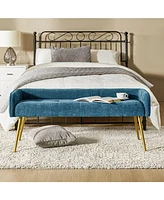 Hulala Home Modern Luis 55.25" Wide Bench with Sturdy Golden Metal Tapered Leg