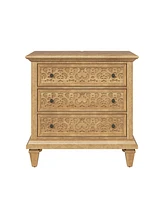 Hulala Home Daniele Transitional 3 - Drawer Nightstand with Built-In Outlets
