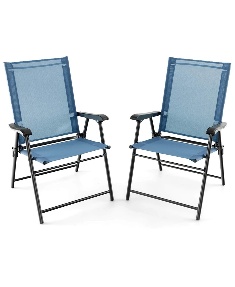 Sugift Patio Dining Chair Set of 2 with Armrests and Metal Frame