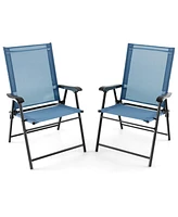 Sugift Patio Dining Chair Set of 2 with Armrests and Metal Frame