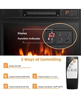 Gymax 18'' Electric Fireplace Inserts & Freestanding Adjustable Heater Log Flame 1400W