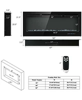 Gymax 50'' Electric Fireplace Recessed and Wall Mounted 750W/1500W W/ Multicolor Flame