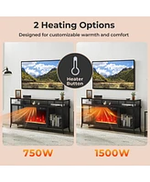 Gymax 18'' Electric Fireplace Insert w/Remote Control Adjustable Flame Color Brightness