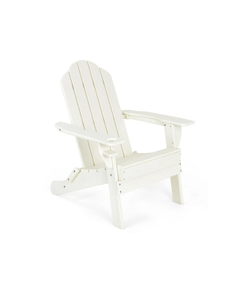 Sugift Foldable Weather Resistant Patio Chair with Built-in Cup Holder