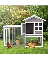 Sugift 2-Story Wooden Rabbit/Dog Hutch with Running Area