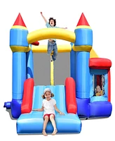 Inolait Castle Slide Inflatable Bounce House with Ball Pit and Basketball Hoop