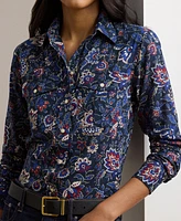 Lauren Ralph Women's Classic-Fit Floral Cotton Voile Shirt