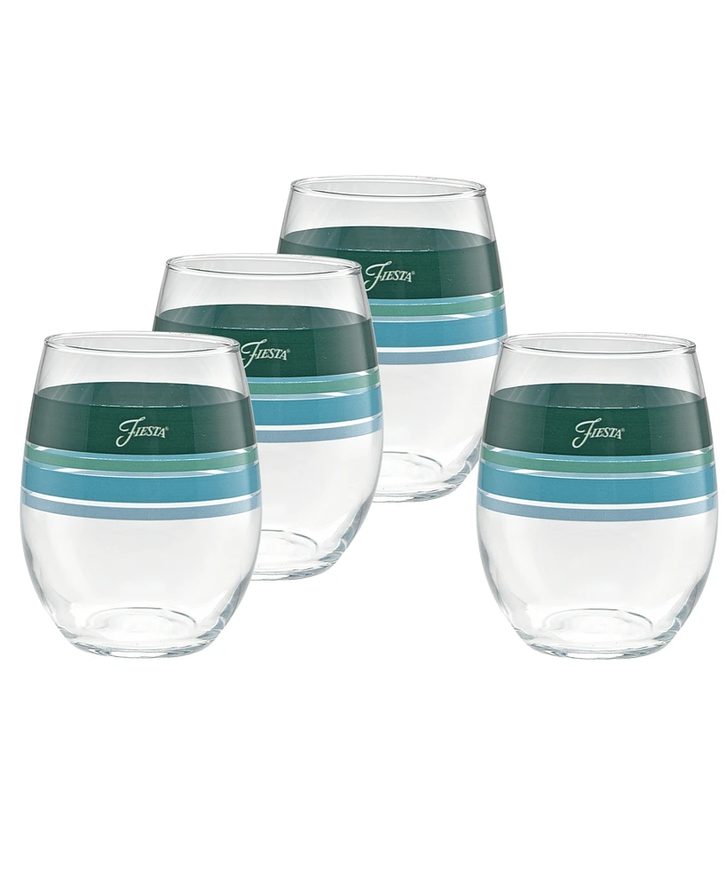 Fiesta Aegean Edgeline Stemless Wine Glass, Set of 4