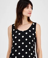 Anne Klein Petite Dot-Print Sleeveless Scoop-Neck Top