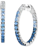 Le Vian Small Denim Ombre (1-3/4 ct. t.w.) & White Sapphire (3/8 ct. t.w.) Hoop Earrings in 14k White Gold, 1.02"