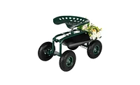 Slickblue Short Handle Garden Seat Cart for Easy Mobility and Comfortable Gardening