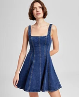 And Now This Women's Cotton Denim Fit & Flare Dress, Exclusively at Macy's