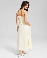 And Now This Women's Smocked-Waist Twist-Strap Cotton Midi Dress, Exclusively at Macy's