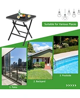 Sugift 27.5" Square Outdoor Patio Dining Table with Aluminum Frame and Tempered Glass top