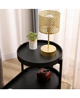 Slickblue Metal Frame and Wooden Desk End Table for Living Room Use