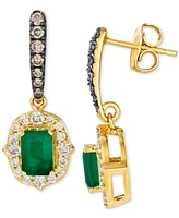 Le Vian Emerald (5/8 ct. t.w.), Nude Diamond (3/8 ct. t.w.) & Chocolate Diamond (1/5 ct. t.w.) Drop Earrings in 14k Honey Gold