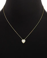 Holiday Lane 2-Pc. Cubic Zirconia Heart Pave Pendant Necklace & Stud Earring Set Sterling Silver, Created for Macy's