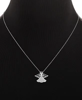 Holiday Lane Cubic Zirconia Angel Pendant Necklace in Sterling Silver, 16" + 2" extender, Exclusively at Macy's