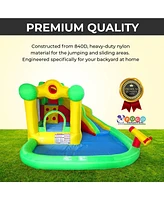 Pogo Bounce House Backyard Kids Inflatable Bounce House with Slide for Kids - Backyard Inflatable Castle Bouncy House - Splash Park Bouncer for Kids