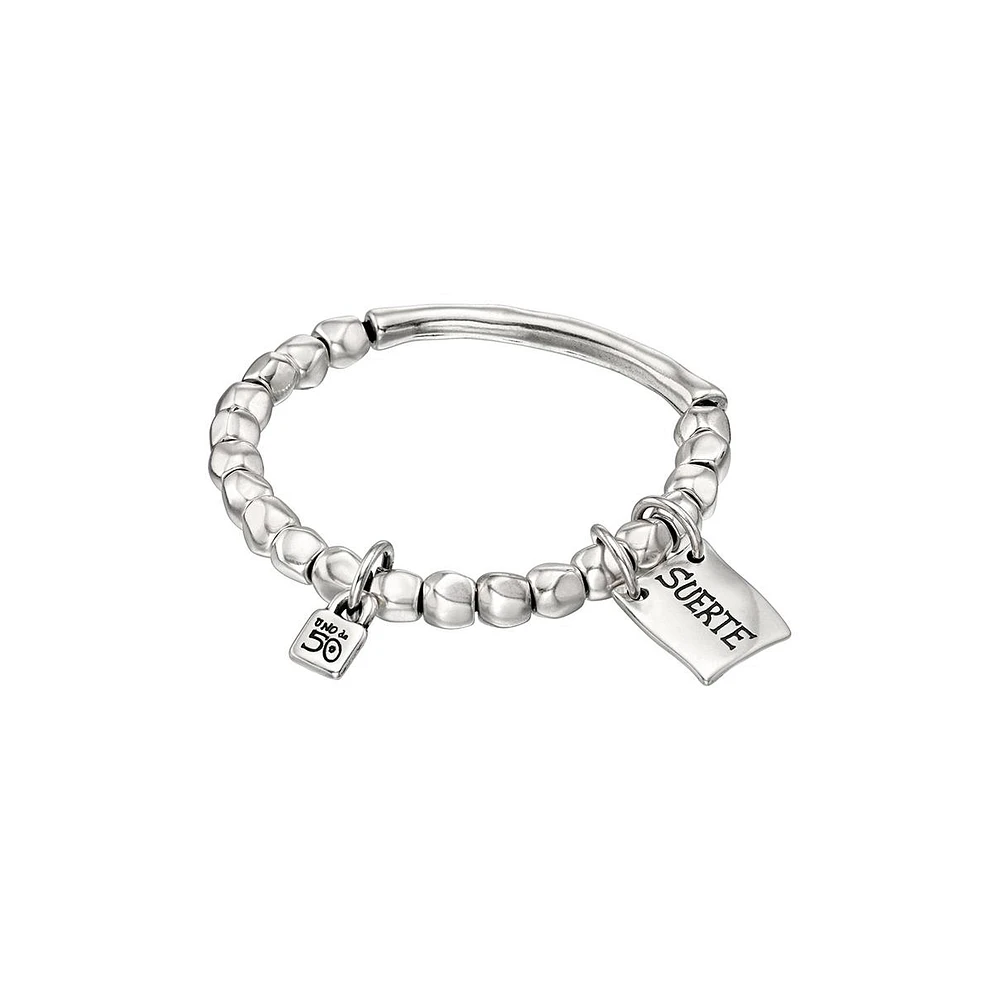 UNOde50 Sterling Silver Tubular Piece Beads Message Bracelet