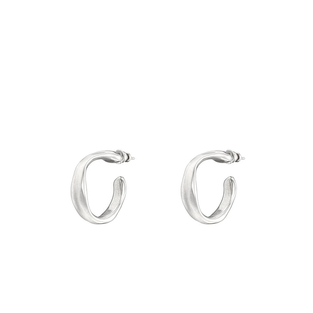 UNOde50 Sterling Silver Metal Clad Hoop Earrings